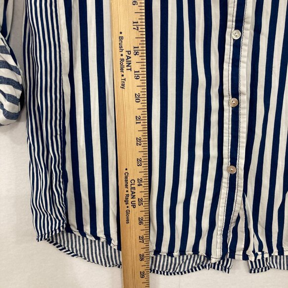 Jane and Delancey size XL Blue White Stripes Soft Flowy Button Back Button Up - Picture 6 of 10